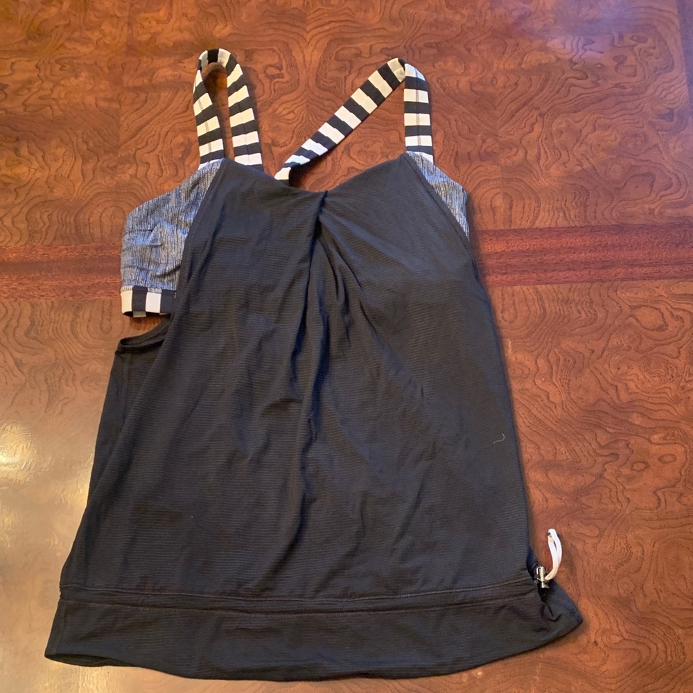 lululemon athletica Black Tank Top with Striped Straps